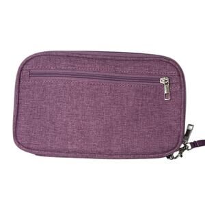 Passport Travel Wallet Purple Canvas RFID Blocking Organizer NWOT